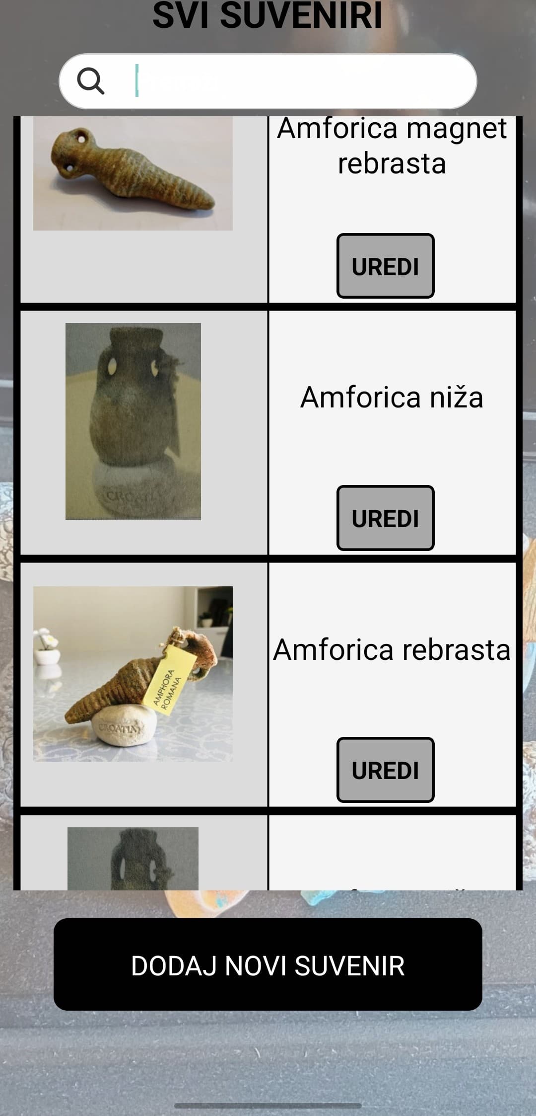 Souvenir Tracker Mobile App